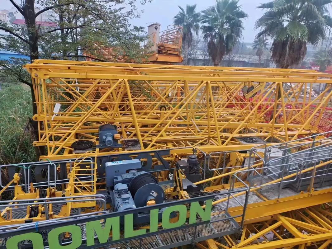 Used tower cranes in equipment yard for export