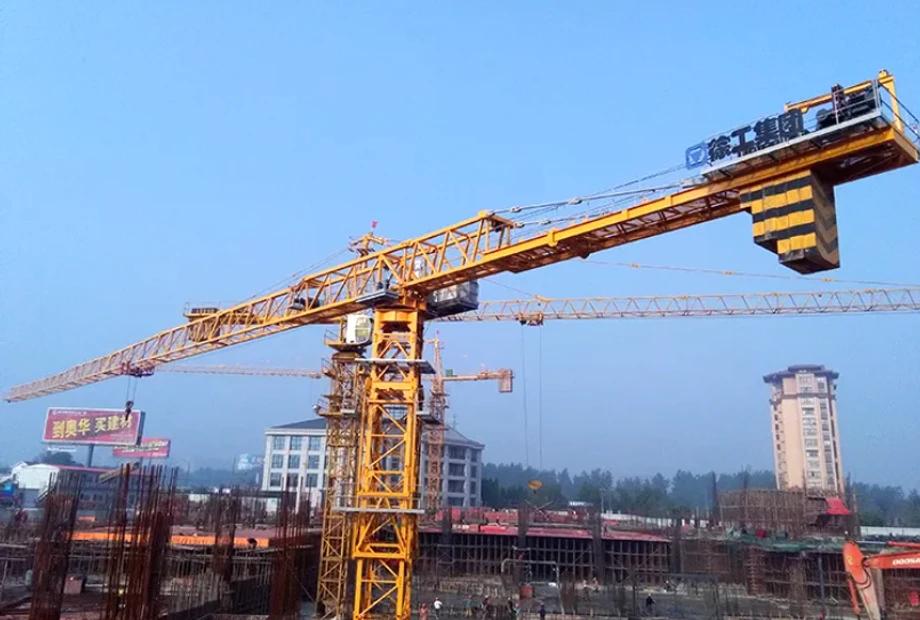 Used flat top tower crane on construction site