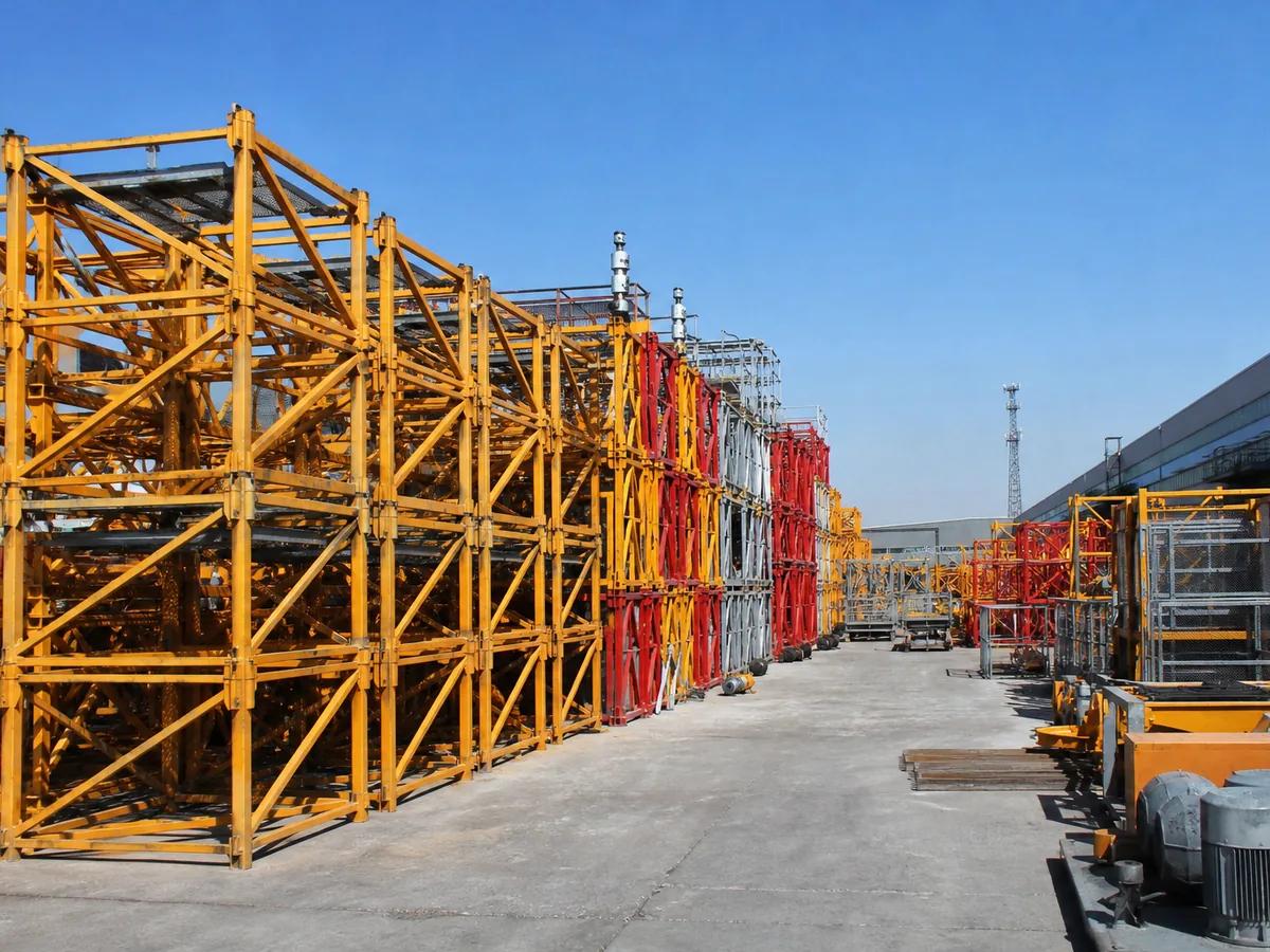 JUTY used construction machinery yard with tower crane stock