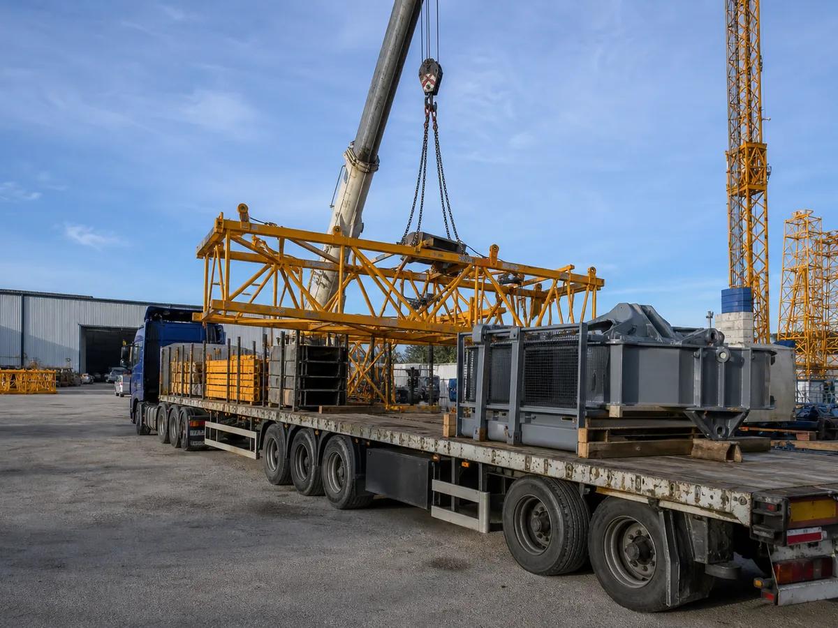 Used tower crane dismantling and loading for export